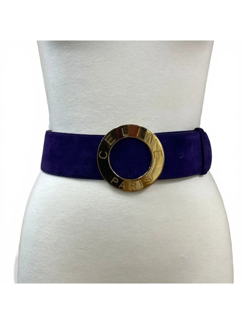 Celine Circle Logo Suede Leather Belt Vintage